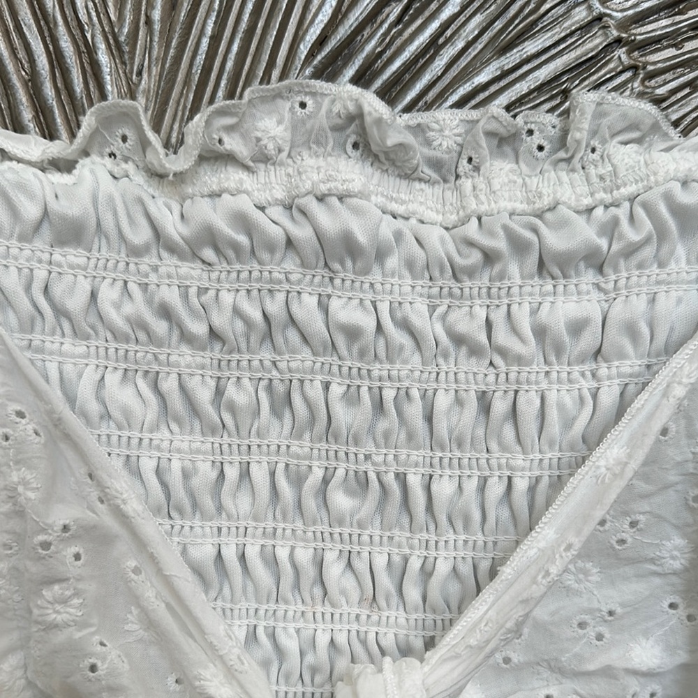 Cream Smocked Ruffle Tank Top - Picture 9 of 12